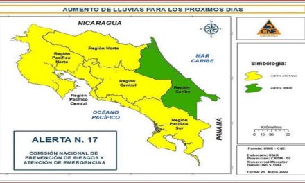Alerta amarilla ante incremento de lluvias en Costa Rica