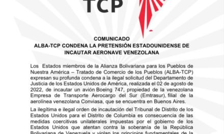 Venezuela reconoce acompañamiento del ALBA-TCP por pretensión de EEUU de robar avión de Emtrasur