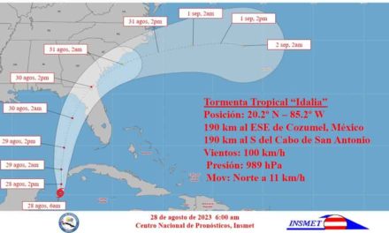 Centro de Pronósticos de Cuba informó que tormenta tropical Idalia gana en intensidad