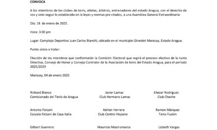 Convocatoria de Prensa Tenis de Aragua