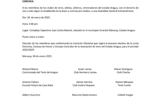 Convocatoria de Prensa Tenis de Aragua